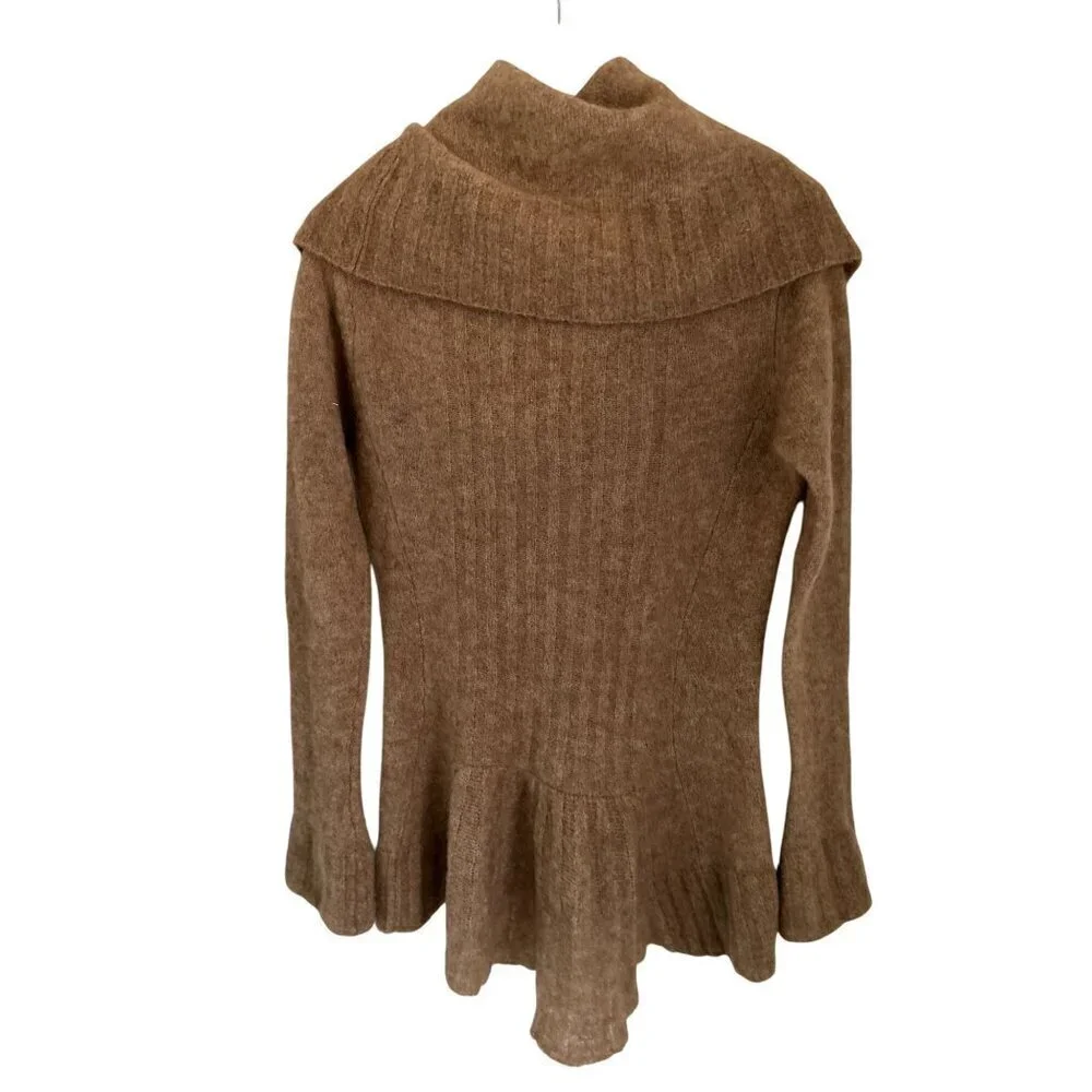 New York LOOK Mohair Wool Sweater Turtleneck Beige Size 2